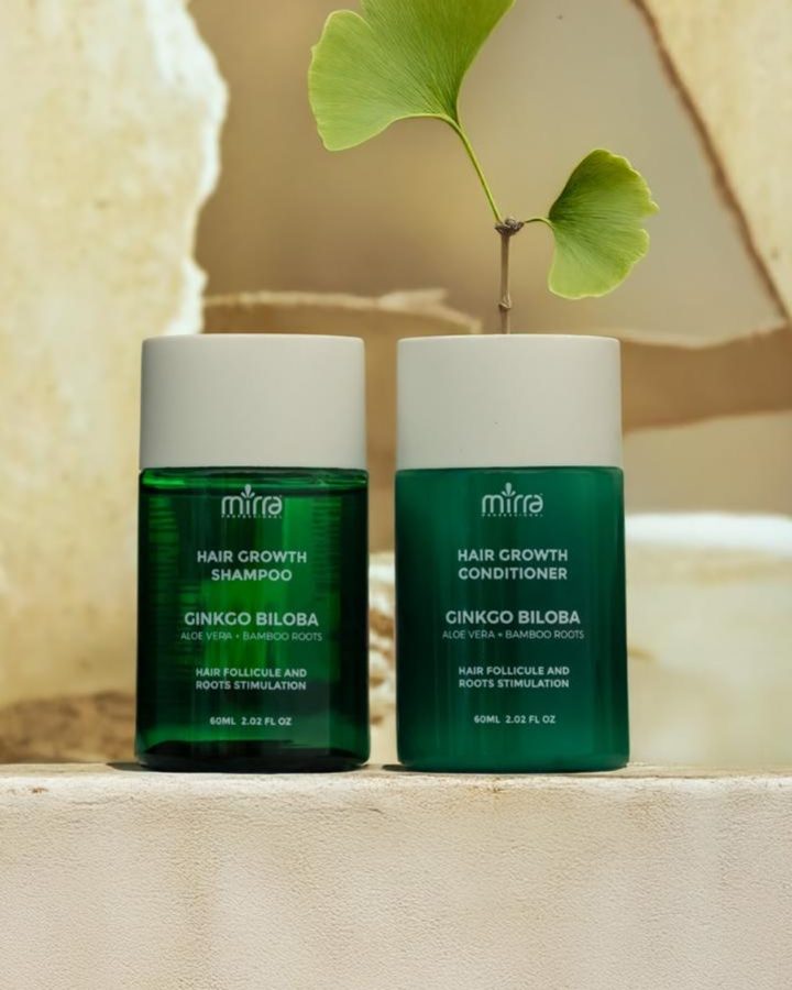 Shampoo e condicionador Mirra Hair Growth com ginkgo biloba
